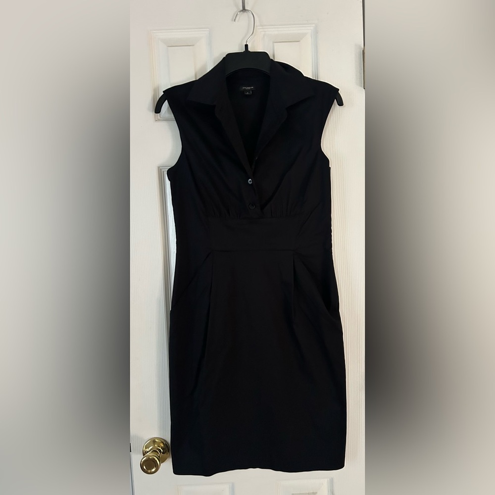 Ann Taylor Chic Black Dress with Collar. Size 2. EUC.